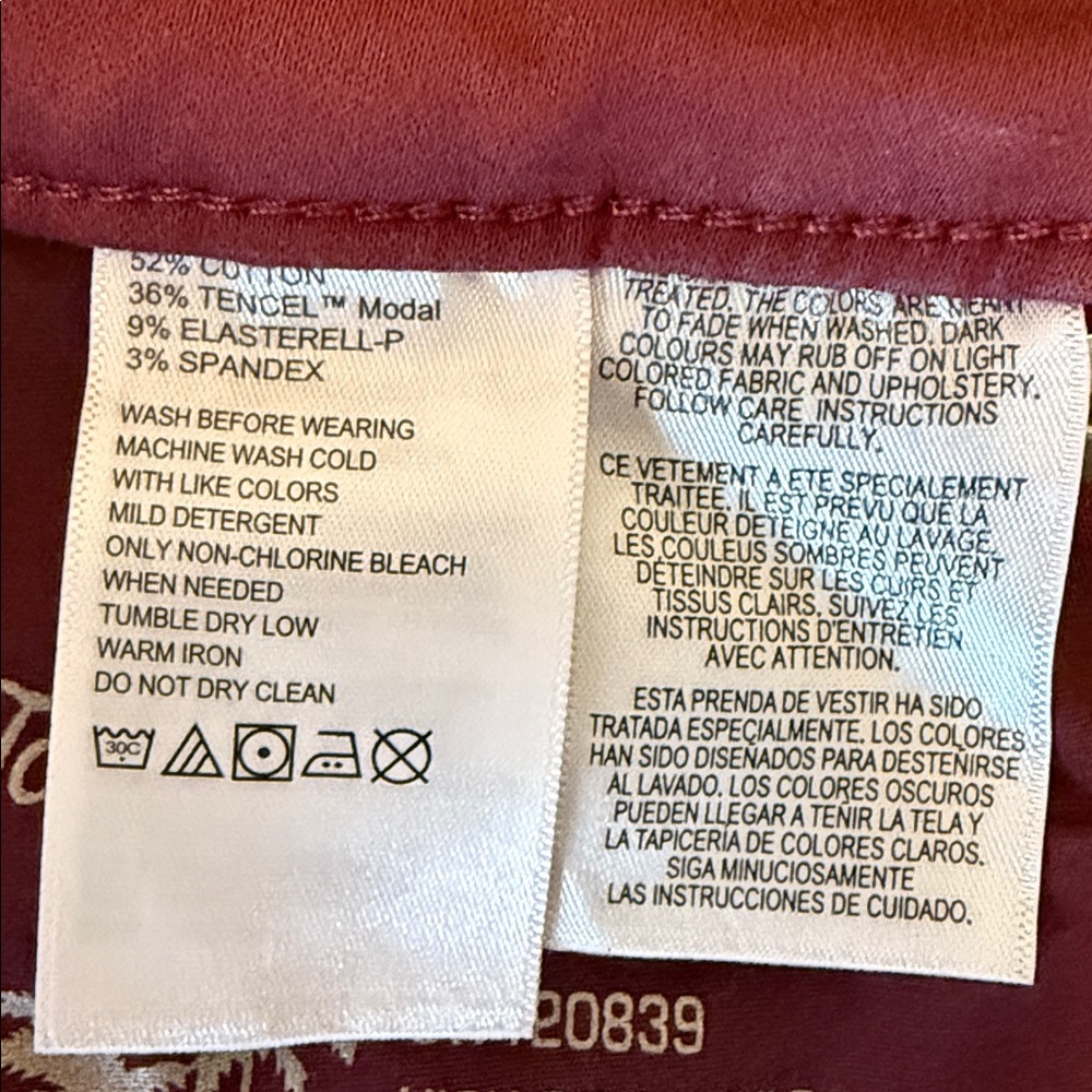 Tommy Bahama Sz 12/28 Burgundy Pants stretch - Picture 5 of 6